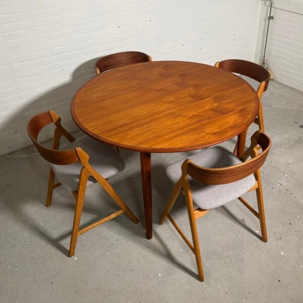 Teak round expandable dinging table Skovmand & Andersen - Image 5