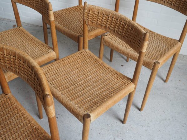 6x oak and papercord weaving dining chairs - Image 7