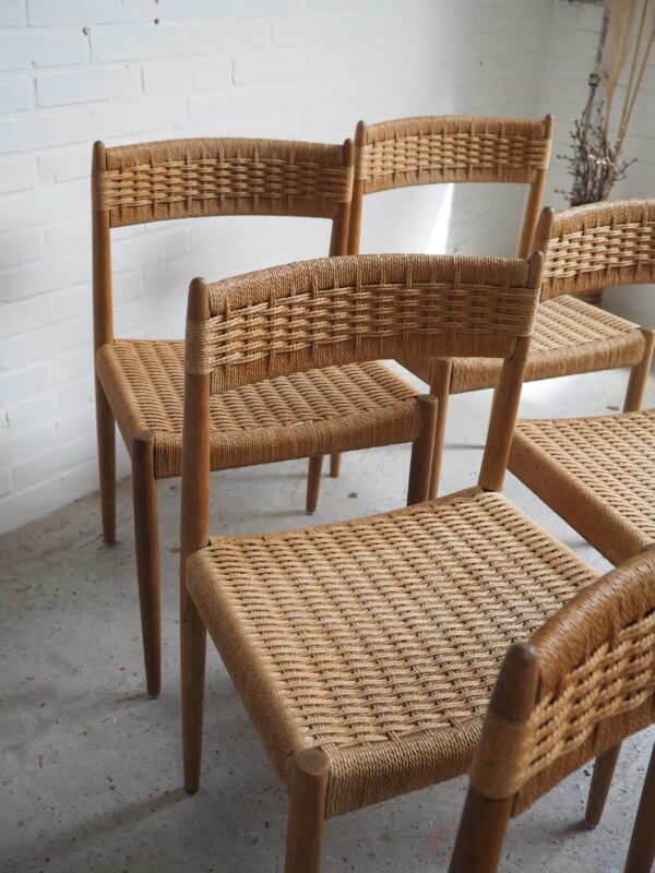 6x oak and papercord weaving dining chairs - Image 6