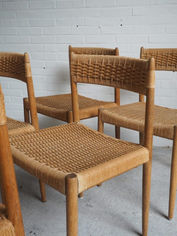 6x oak and papercord weaving dining chairs - Image 5
