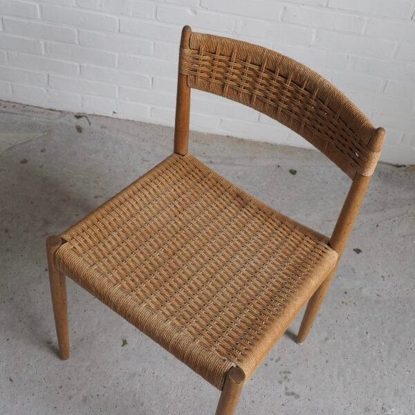 6x oak and papercord weaving dining chairs - Image 4