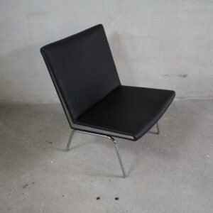 Hans J. Wegner for A.P. Stolen Pair of 'Airport' Chairs in Leather & Steel
