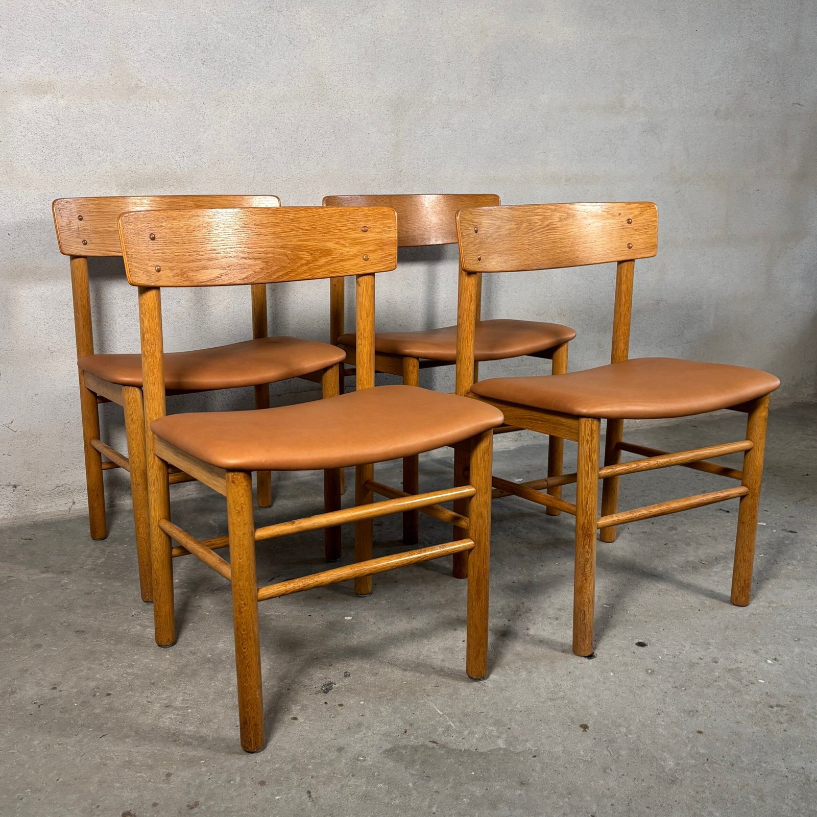 4x Farstrup – Model 250 Dining Chairs, Cognac Leather - Image 3