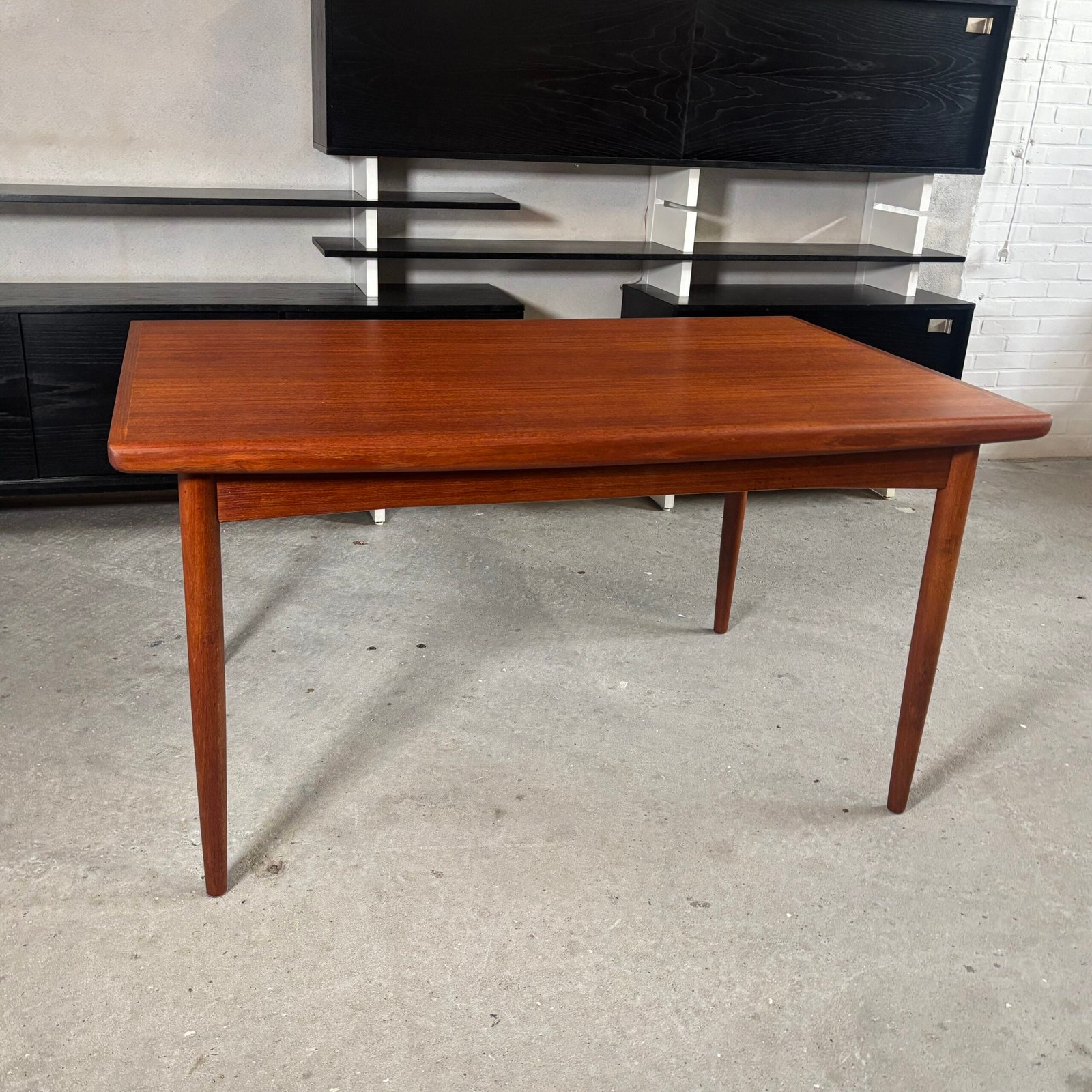 Extending Teak Dining Table with Solid Drop-Over Edges — Denmark, 1960s - Image 4