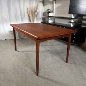Extending Teak Dining Table with Solid Drop-Over Edges — Denmark, 1960s