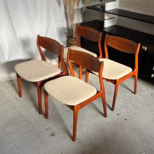 4 Dining Chairs by P.E. Jørgensen for Farsø — Solid Teak